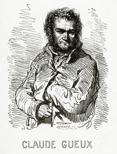 Retrato de Claude Gueux, 1834 (gravura de bw) de Paul Gavarni