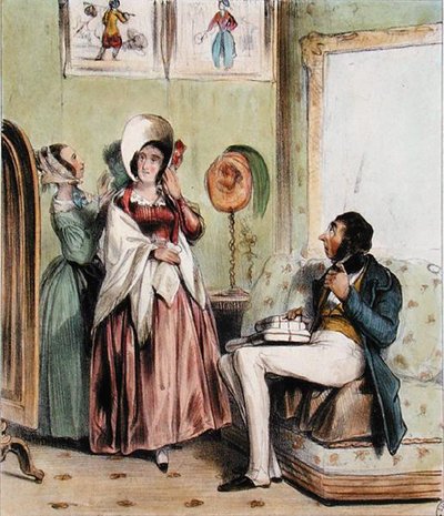 O desejo da mulher grávida (cor litho) de Paul Gavarni