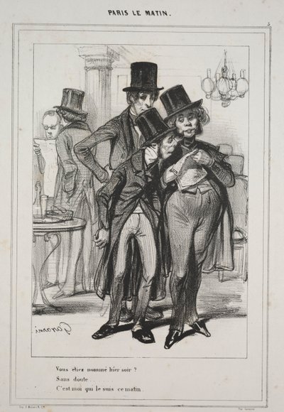 Você foi nomeado ontem à noite ..., da série Paris Le Matin, 1839. de Paul Gavarni