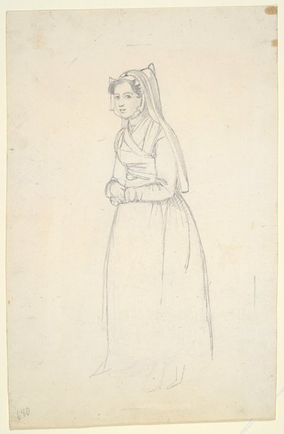 Mulher em traje de camponesa (reto e verso) de Paul Gavarni
