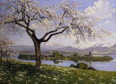 Uma paisagem do lago da Baviera na primavera, de Paul Graf