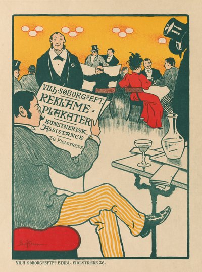 Mestres do Poster: Cartaz para Exposição de Cartazes Artísticos de Wilhelm Söborg , c. 1895. de Paul Gustav Fischer