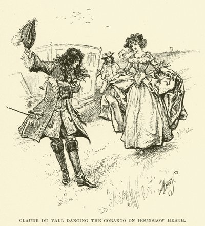 Claude du Vall Dancing the Coranto on Hounslow Heath (gravura) de Paul Hardy