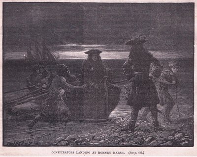 Conspiradores pousando em Romney Marsh AD 1696 de Paul Hardy