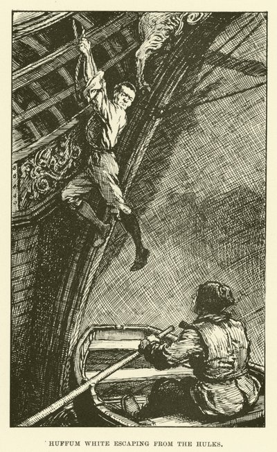 Huffum White Escaping from the Hulks (gravura) de Paul Hardy