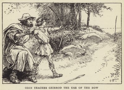 Odin ensina a Geirrod o uso do arco de Paul Hardy