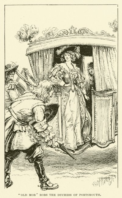 "Old Mobs" Robs the Duchess of Portsmouth (gravura) de Paul Hardy