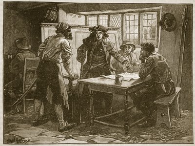 O &39;Capitão de Nottingham&39; e os Agitadores no &39;White Horse&39;, ilustração de &39;História Ilustrada de Cassell da Inglaterra&39; (foto sépia) de Paul Hardy