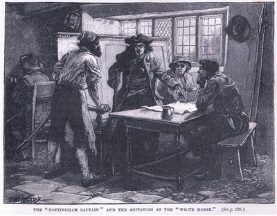O capitão de Nottingham e os agitadores no cavalo branco AD 1817 de Paul Hardy
