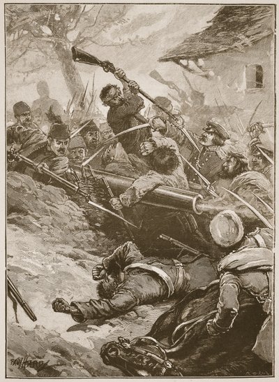 "Seguiu-se então uma corrida precipitada", ilustração de "Batalhas do século XIX", de Archibald Forbes, GA Henty e Major Arthur Griffiths. de Paul Hardy