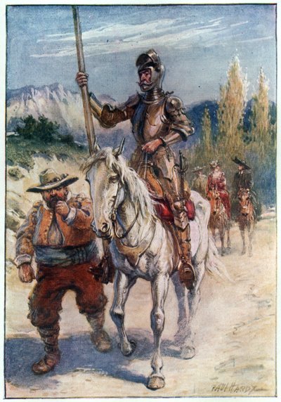 Que jóia ela apresentou em sua partida, ilustração de "As Aventuras de Dom Quixote", publicada por G. Bell und Sons, Ltd., 1911 de Paul Hardy