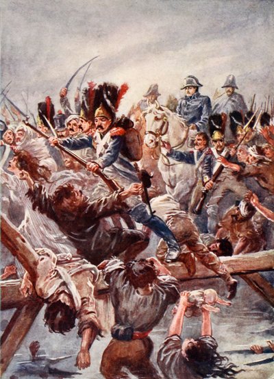 Quando o remanescente da Guarda foi visto abrindo caminho para o Imperador, houve uma corrida, ilustração de "Batalhas do Século Dezenove", de Archibald Forbes, GA Henty e Major Arthur Griffith. de Paul Hardy