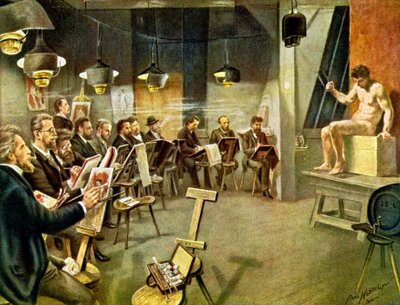 Estudantes de arte, c.1930 (ilustração) de Paul Heydel