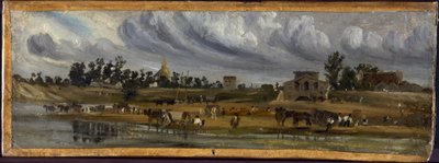 Margens do Sena na barrière de la Cunette, perto do Champ-de-Mars (1820), em 1820 (pintura) de Paul Huet