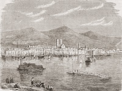 Montreal na década de 1860, gravada por Auguste Trichon (n.1814) de Paul Huet