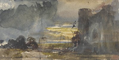 Paisagem romântica com castelo de Paul Huet