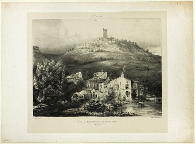 A Torre de Mont-Perrou, vista das margens do Allier (Auvergne) de Paul Huet