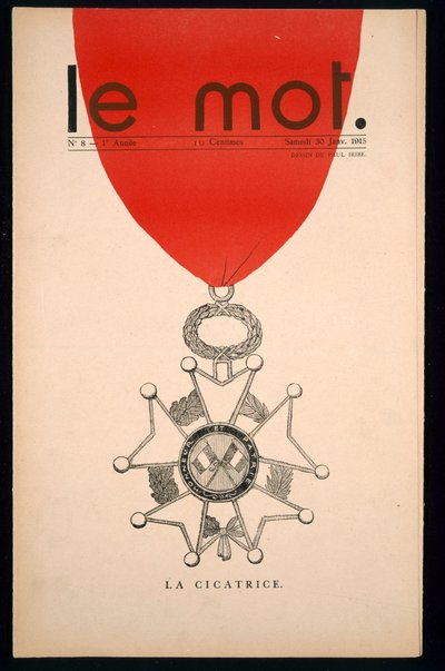 La cicatrice, capa de &39;Le Mot&39;, sábado 30 de janeiro de 1915 de Paul Iribe