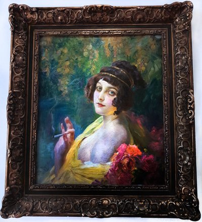 Mulher com um toucado antigo de Paul Jean Gervais