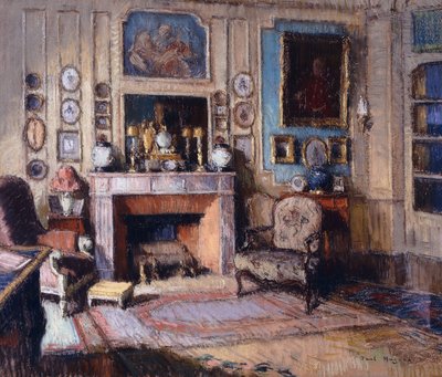 Um interior de uma sala de desenho (pastel) de Paul Jean Hugues