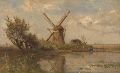 Moinho de vento numa lagoa de Paul Joseph Constantin Gabriël (signed by artist)