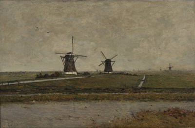 Polder com Mills perto de Overschie de Paul Joseph Constantin Gabriel