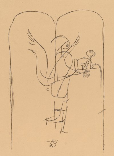 Um gênio serve um pequeno café da manhã Um gênio serve um pequeno café da manhã, 1920. de Paul Klee