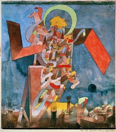 Um demónio sobre os barcos (óleo sobre tela) de Paul Klee