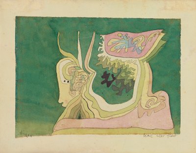 Porque Tudo Flui; Weil Alles Fliesst, c.1929 (aguarela, caneta e tinta sobre papel) de Paul Klee
