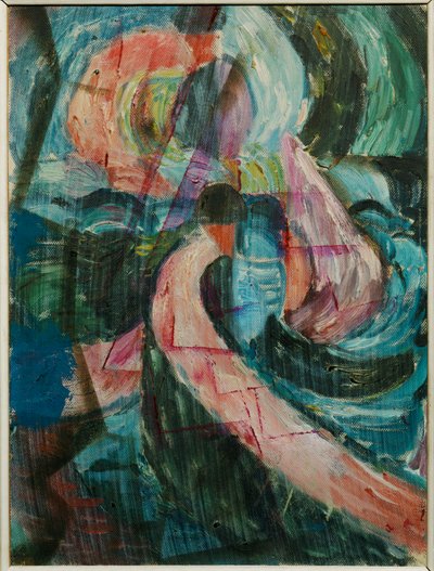 Construção sob uma cascata, uma travessia (óleo sobre tela) de Paul Klee