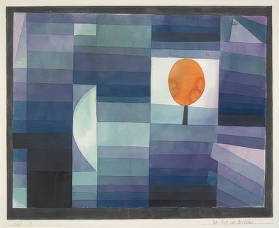 O mensageiro do outono (gradação verde - roxa com sotaque laranja). 1922 de Paul Klee