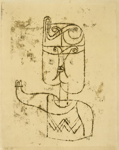 Mathematisches Bildnis. 1919 (desenho de transferência de óleo sobre papel, montado sobre cartão) de Paul Klee