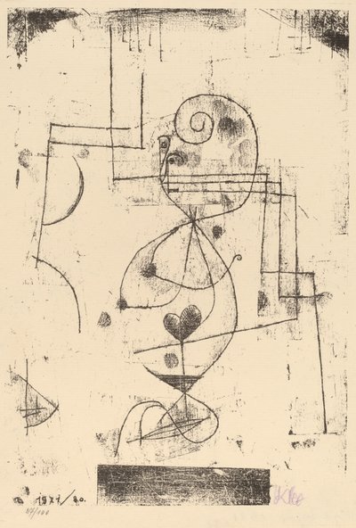 Rainha de Copas Herzdame, 1921. de Paul Klee
