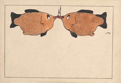 Sem título Dois peixes, um anzol, um verme, 1901. de Paul Klee