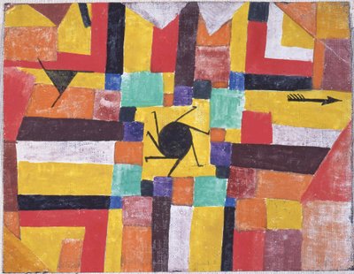 Com o Sol Negro Giratório e a Flecha, 1919. de Paul Klee