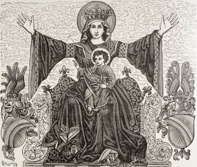 Antiga bandeira da cidade de Estrasburgo, França. Mostra a imagem de Nossa Senhora, a quem a cidade foi dedicada no século XIII. O estandarte foi destruído em 1870 durante um bombardeamento. de Paul Lacroix
