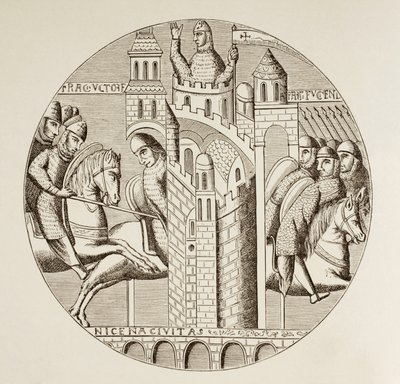 A tomada de Nicéia, Turquia, pelos cruzados em 1097. Depois de uma janela na igreja da abadia de St. Denis, agora destruída. de Paul Lacroix