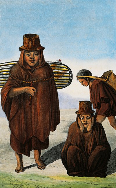 Vendedor de aves, mendigo e trabalhador, Colômbia, gravura de Paul Legrand de Viagens na República da Colômbia nos anos 1822 e 1823, de Gaspard Theodore Mollien (1796-1872), América do Sul de Paul Legrand