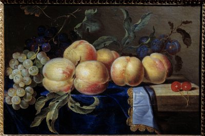 Natureza morta, Peches. Pintura de Paul Liegeois (século XVII) Sol. 0,31x0,47 m Rouen, musee des Beaux Arts. de Paul Liegeois