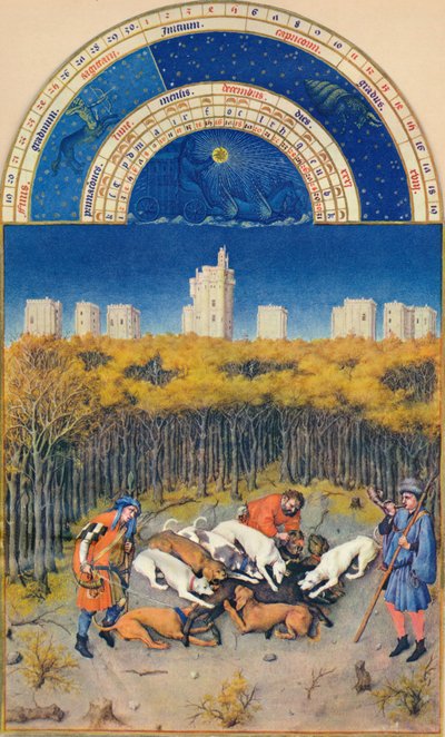 Dezembro - o Château de Vincennes, século XV, 1939. de Paul Limbourg