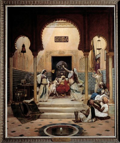 Os dançarinos orientais (barriga) num harém que distrai um pasha. Pintura de Paul Bouchard (1853-1937) 1893 Sol. 1,6x1,3 m Paris, musee d