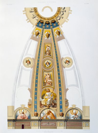 Decoração em mosaico de grande cúpula, cromolitógrafo do Vaticano e da Basílica de São Pedro de Paul Marie Letarouilly