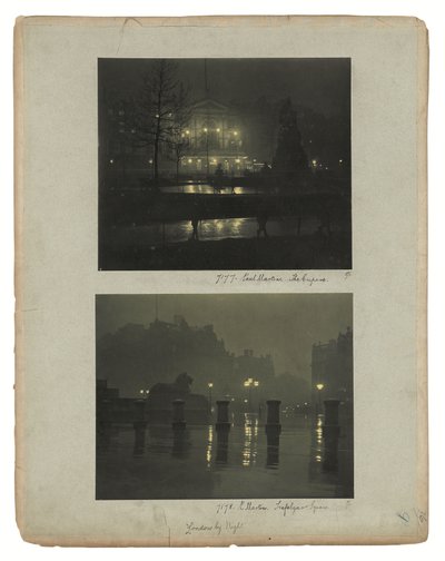 London by Gaslight, c.1896 (impressões a carbono em tons de verde) de Paul Martin