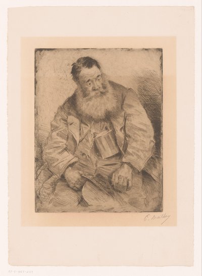 Retrato de um homem sentado com barba de Paul Mathey (signed by artist)