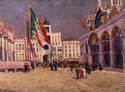 Dia do Festival, c.1925 (óleo sobre tela) de Paul Mathieu