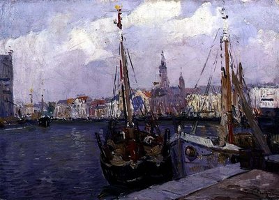 O Porto de Ostende (petróleo a bordo) de Paul Mathieu