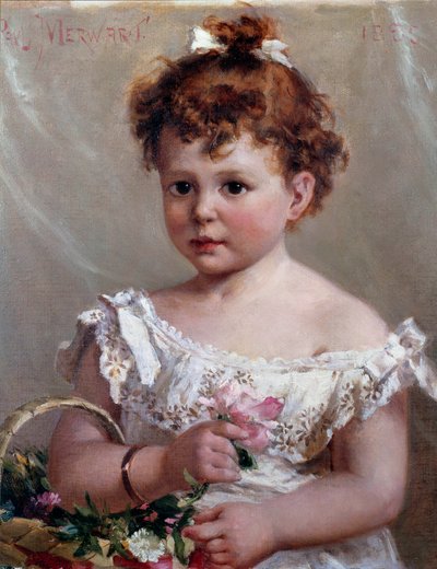 A menina na cesta ou Helene Loeb, futura Madame Victor Lyon, aos dois anos de idade Pintura de Paul Merwart (1855-1902) Sol do século XIX. 0,46x0,38 m de Paul Merwart