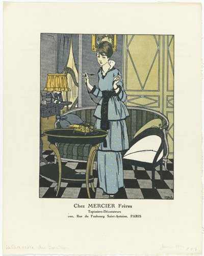 Gazette du Bon Ton, 1914 - Nº 1: Chez MERCIER Frères / Estofadores - Decoradores (título no objeto) de Paul Méras