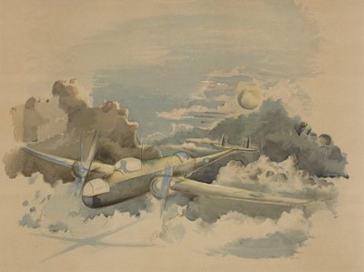 Viagem ao luar, Hampden voando acima das nuvens de Paul Nash