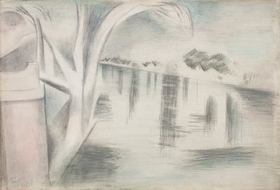 Rio e árvores de Paul Nash
